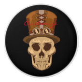 Steampunk Skull in Top Hat Thunder_Cove Keramikknauf (Vorderseite)