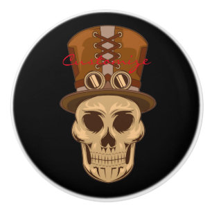 Steampunk Skull in Top Hat Thunder_Cove Keramikknauf