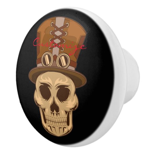 Steampunk Skull in Top Hat Thunder_Cove Keramikknauf (Rechts)