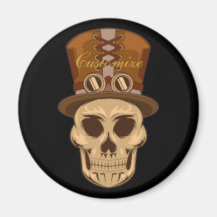 Steampunk Skull in Top Hat Thunder_Cove Magnet