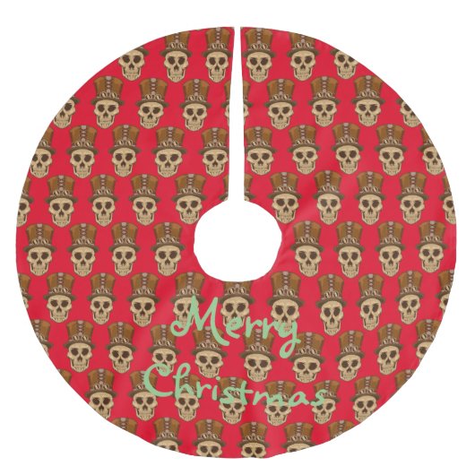 Steampunk Skull in Top Hat Thunder_Cove Polyester Weihnachtsbaumdecke (Vorderseite)