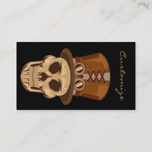 Steampunk Skull in Top Hat Thunder_Cove Visitenkarte (Rückseite)