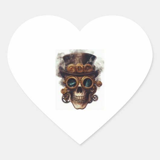 Steampunk Skull Motor Herz-Aufkleber (Vorderseite)