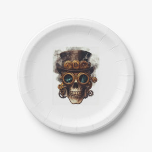 Steampunk Skull Motor Pappteller