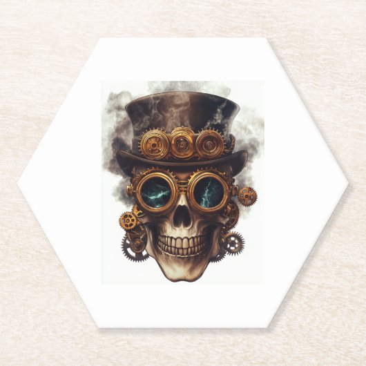 Steampunk Skull Motor Untersetzer (Vorderseite)