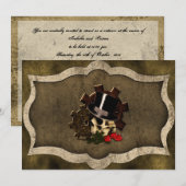 Steampunk Skull Rose Gothic Wedding Einladung (Vorne/Hinten)