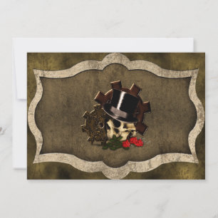 Steampunk Skull Rose Gothic Wedding Einladung