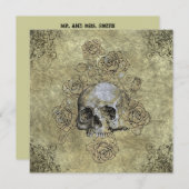 Steampunk Skull und Rose Goth Wedding Einladung (Vorne/Hinten)