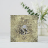 Steampunk Skull und Rose Goth Wedding Einladung (Stehend Vorderseite)