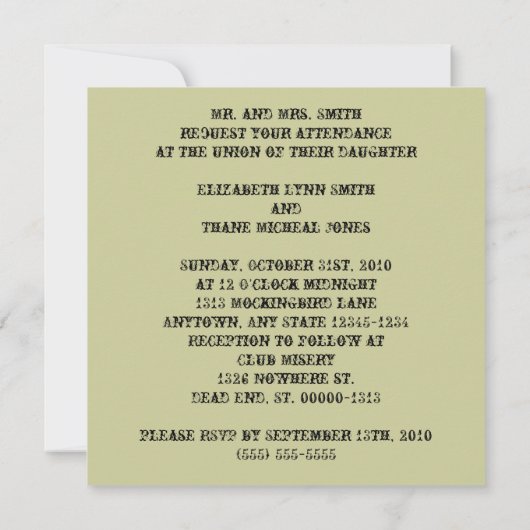 Steampunk Skull und Rose Goth Wedding Einladung (Rückseite)