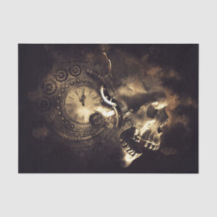 Steampunk Skull und Uhr Seidenpapier