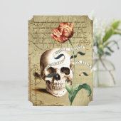 Steampunk Skull Vintag Halloween Einladungen (Stehend Vorderseite)