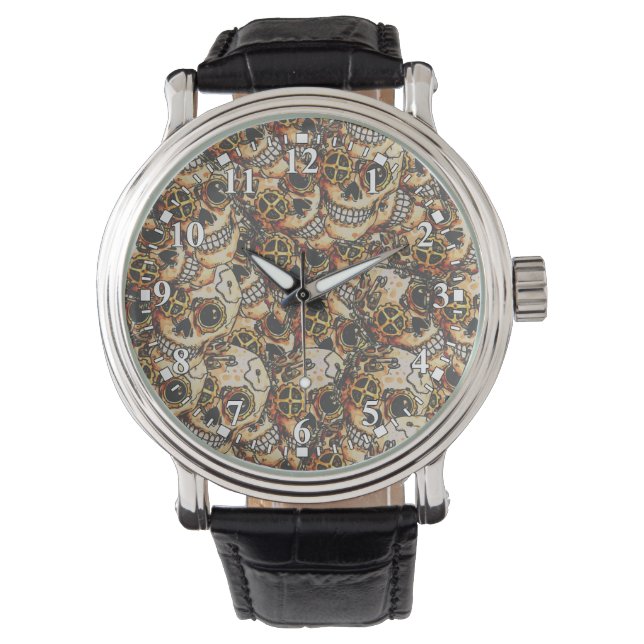 Steampunk Skull Watch Armbanduhr (Vorderseite)