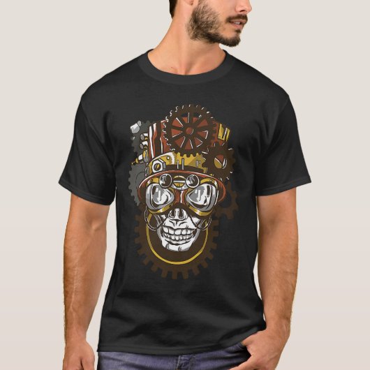 Steampunk Skull Weird Bizarre Fun Dark T-Shirt (Vorderseite)