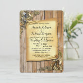 Steampunk-Skulpturen auf Holz Einladung (Stehend Vorderseite)