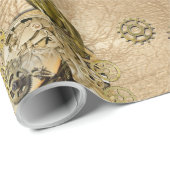 Steampunk-Skulpturen auf Tan Leder Textur Geschenkpapier (Rolleneckpunkt)