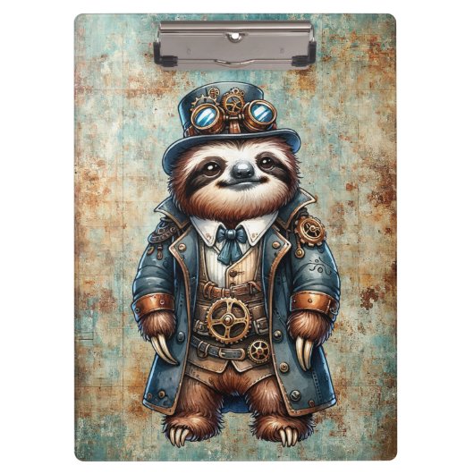 Steampunk Sloth Klemmbrett (Vorderseite)