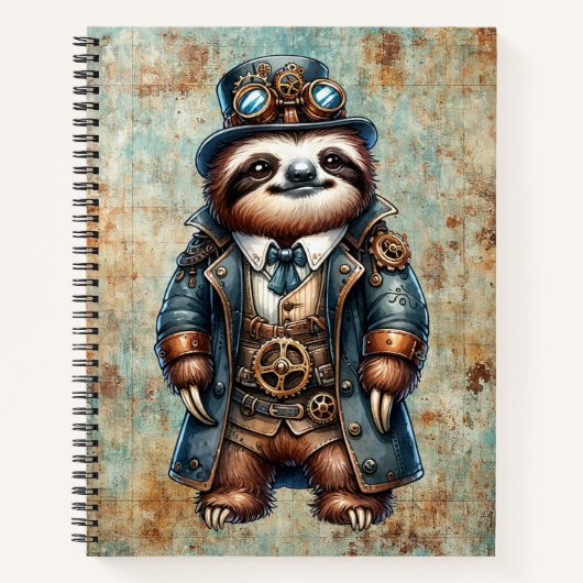 Steampunk Sloth Spiral Notebook Notizblock (Vorderseite)