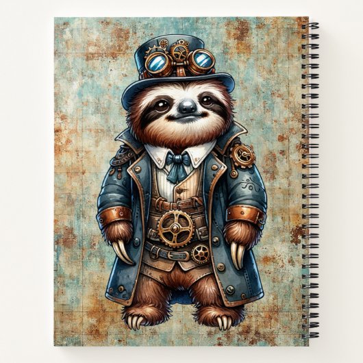Steampunk Sloth Spiral Notebook Notizblock (Rückseite)