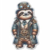 Steampunk Sloth Transparenter Aufkleber (Vorderseite)