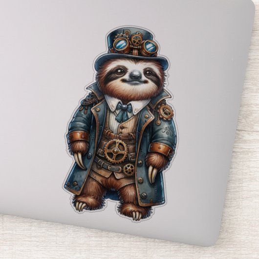 Steampunk Sloth Transparenter Aufkleber (Detail)