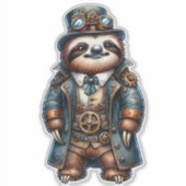 Steampunk Sloth Transparenter Aufkleber (Vorderseite)