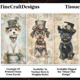 Steampunk Small Niedlich Dog Portraits DK9L Decoup Seidenpapier