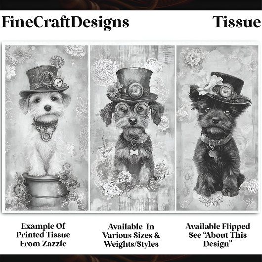 Steampunk Small Niedlich Dog Portraits DK9LF Decou Seidenpapier