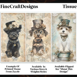 Steampunk Small Niedlich Dog Portraits DK9R Decoup Seidenpapier