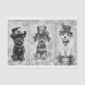 Steampunk Small Niedlich Dog Portraits DK9RF Decou Seidenpapier (Vorderseite)