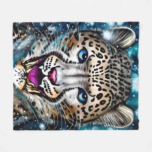 Steampunk Snow Leopard Fleecedecke (Vorderseite (Horizontal))