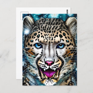 Steampunk Snow Leopard Postkarte