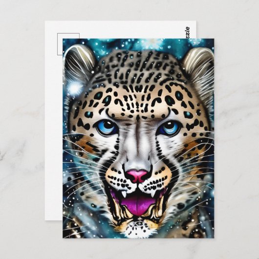 Steampunk Snow Leopard Postkarte (Vorne/Hinten)