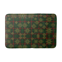 Steampunk Snowflake Rot und Grüner Tartan Badematte