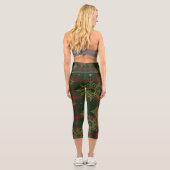 Steampunk Snowflake Rot und Grüner Tartan Capri Leggings (Rückseite)