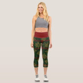 Steampunk Snowflake Rot und Grüner Tartan Capri Leggings (Vorderseite)