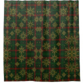 Steampunk Snowflake Rot und Grüner Tartan Duschvorhang (Vorderseite)