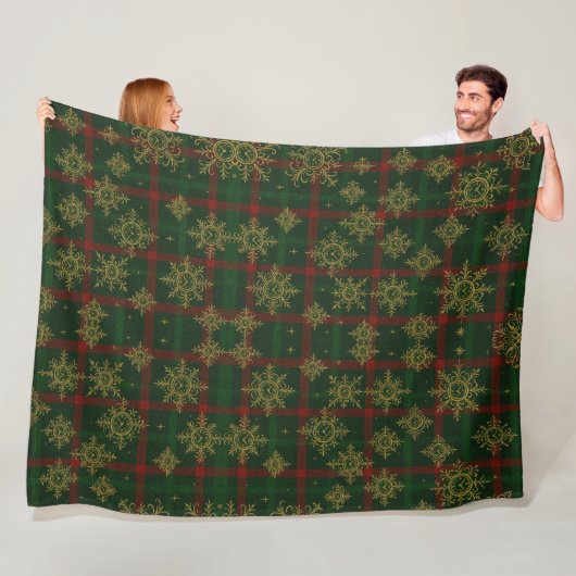 Steampunk Snowflake Rot und Grüner Tartan Fleecedecke (Beispiel)