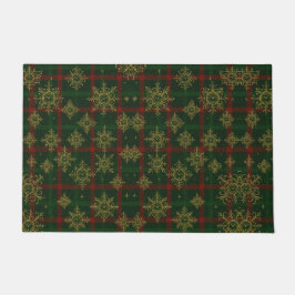 Steampunk Snowflake Rot und Grüner Tartan Fußmatte