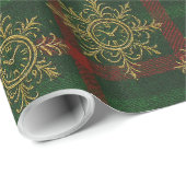 Steampunk Snowflake Rot und Grüner Tartan Geschenkpapier (Rolleneckpunkt)