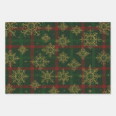 Steampunk Snowflake Rot und Grüner Tartan Geschenkpapier Set (Vorderseite)