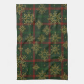 Steampunk Snowflake Rot und Grüner Tartan Geschirrtuch (Vertikal)