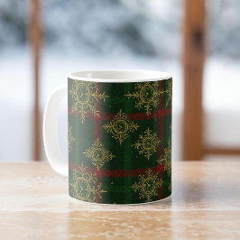 Steampunk Snowflake Rot und Grüner Tartan Kaffeetasse