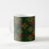 Steampunk Snowflake Rot und Grüner Tartan Kaffeetasse (Vorderseite Links)