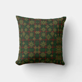 Steampunk Snowflake Rot und Grüner Tartan Kissen