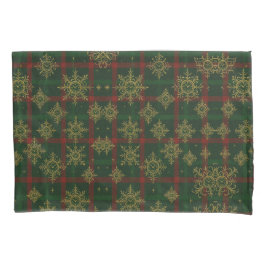Steampunk Snowflake Rot und Grüner Tartan Kissenbezug