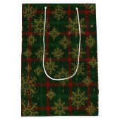 Steampunk Snowflake Rot und Grüner Tartan Mittlere Geschenktüte (Rückseite)