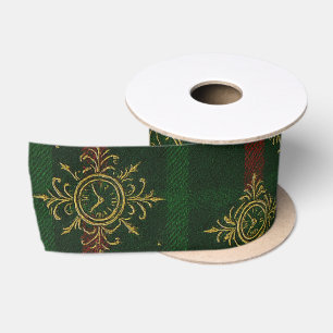 Steampunk Snowflake Rot und Grüner Tartan Satinband