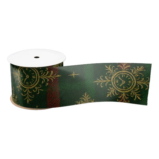 Steampunk Snowflake Rot und Grüner Tartan Satinband (Spule)