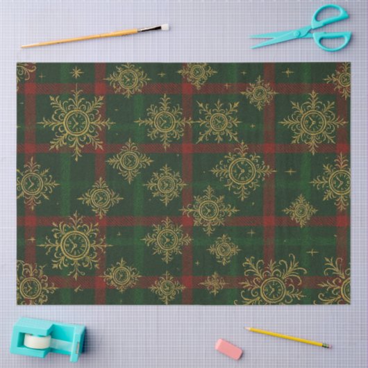 Steampunk Snowflake Rot und Grüner Tartan Seidenpapier (Basteln)